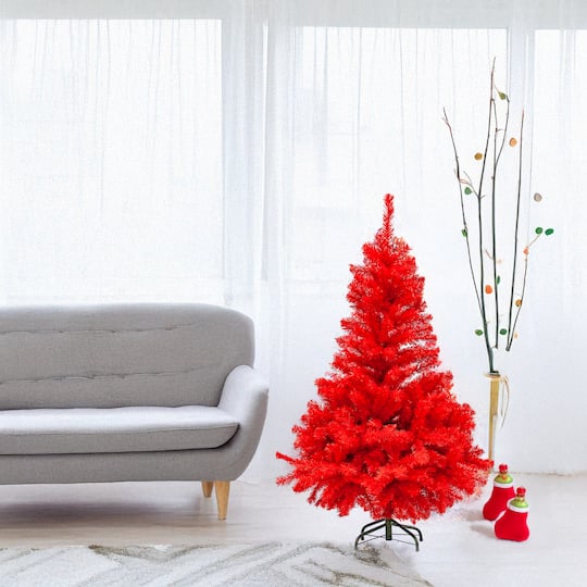 Northlight 4ft. Unlit Scarlet Red Full Pine Artificial Christmas Tree